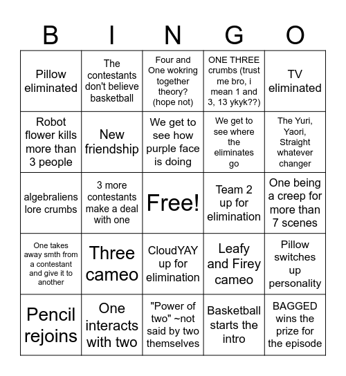 TPOT 13 BINGO Card