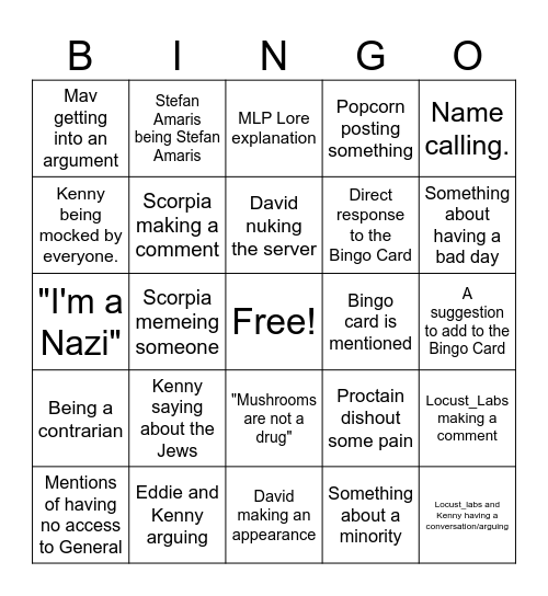 Popcorn Bingo Card Bingo Card