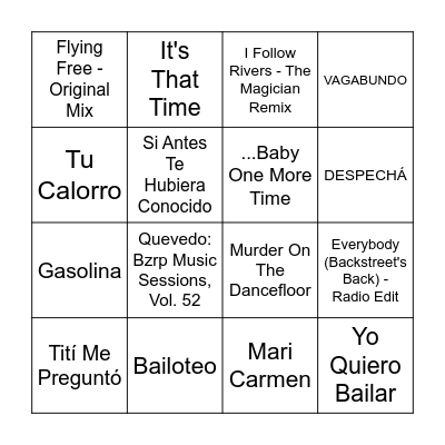 BINGO MUSICAL Bingo Card