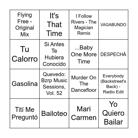 BINGO MUSICAL Bingo Card