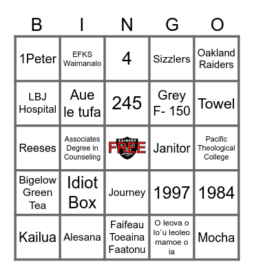 Fuamaila Soa Jr. Bingo Card