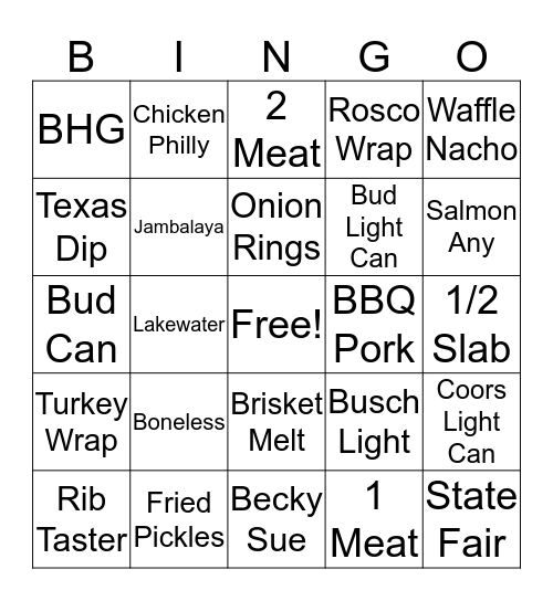 Jethro's Bingo Card