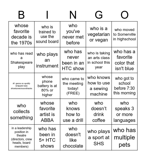 Talk to someone... Bingo Card