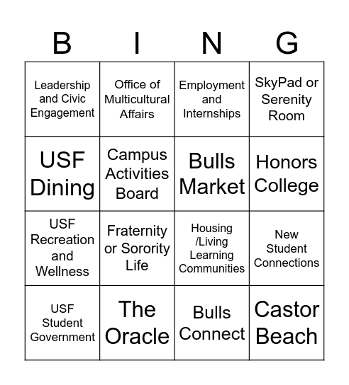 Let's Get Involved Bingo Card