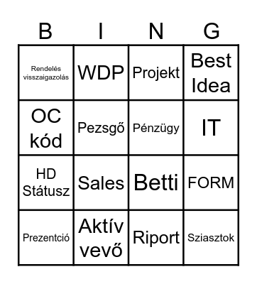 Első vevőszolis Bingo! Bingo Card