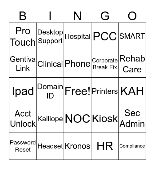 Customer Support Bingo Card