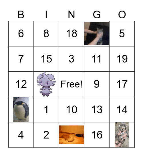 french bingo 1-20 Bingo Card