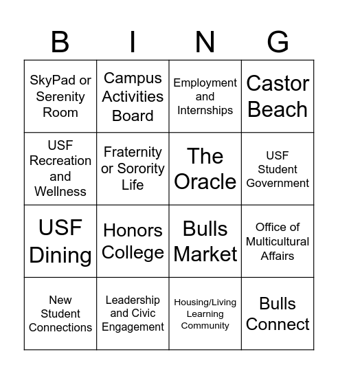 Let's Get Involved! Bingo Card