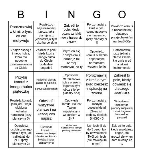 TARGI WYMIANY DOŚWIADCZEŃ Bingo Card