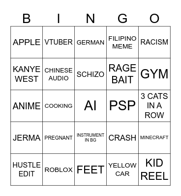 IG REELS | 3 LINES 50 GIFTED SUBS Bingo Card