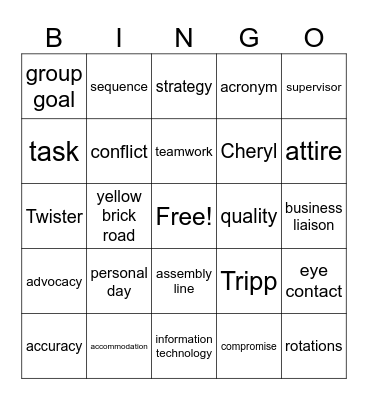 trivia Bingo Card