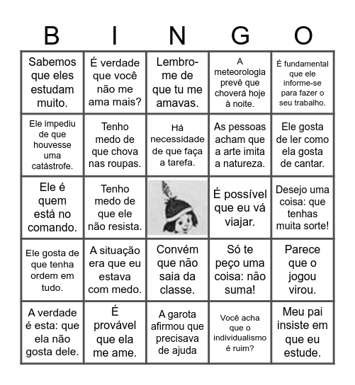 Orações Subordinadas Substantivas Bingo Card