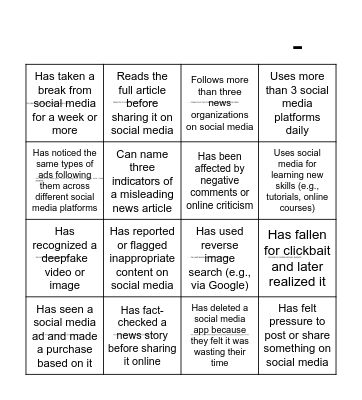 Human Bingo Card