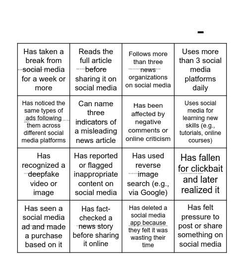 Human Bingo Card