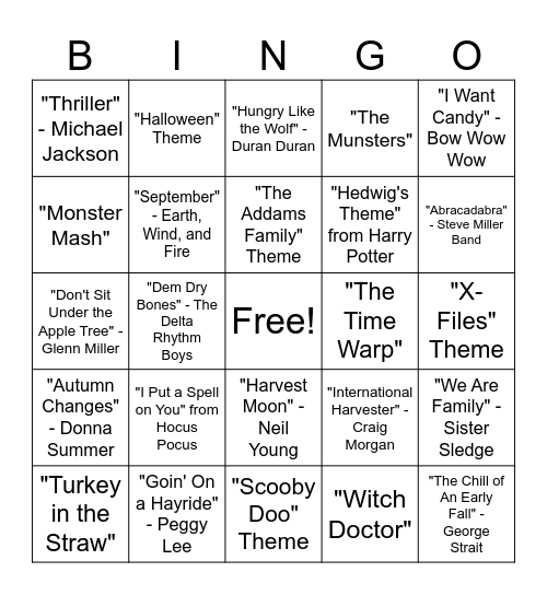 Fall Bingo Card