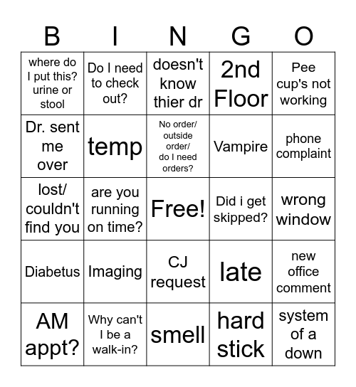 Millennium Bingo Card