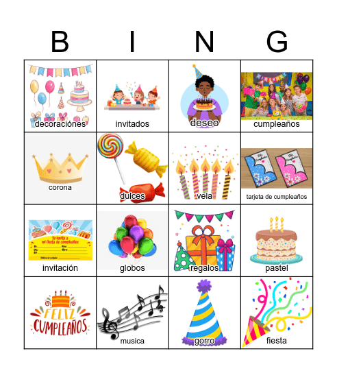 Cumpleaños Bingo Card