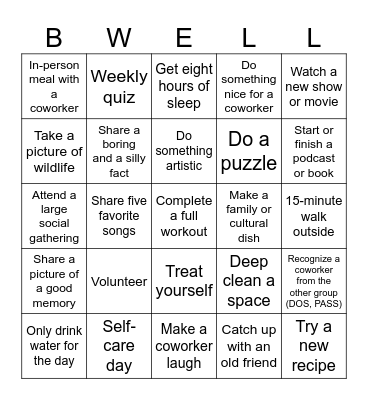 The Greatest GIH BINGO Card