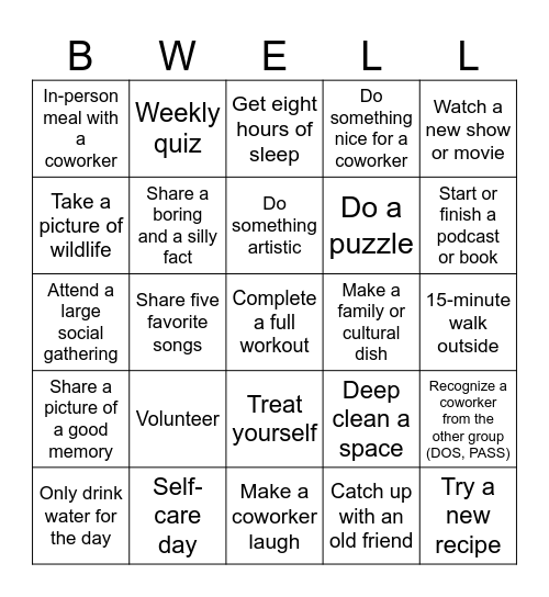 The Greatest GIH BINGO Card