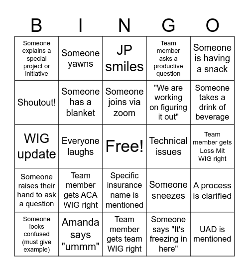 Meeting Bingo Card