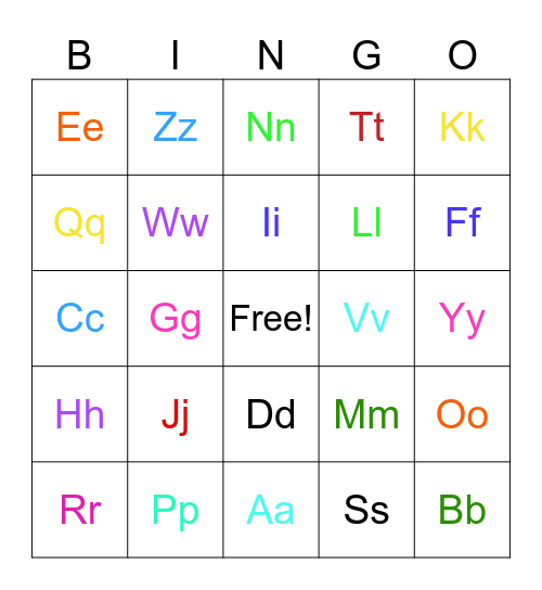 Beginning Sounds Bingo Card