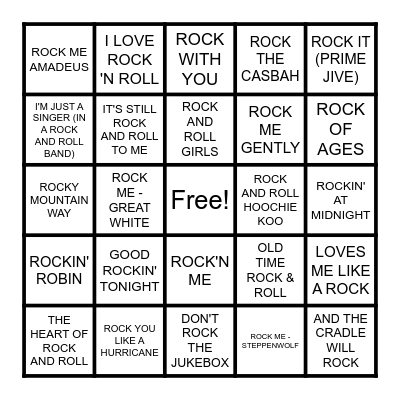 ROCK Bingo Card