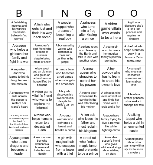 Disney Bingo Card