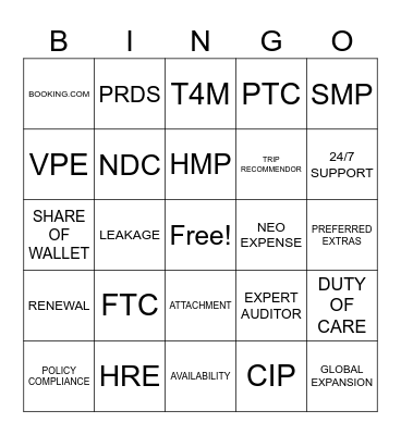 US SME Bingo Card