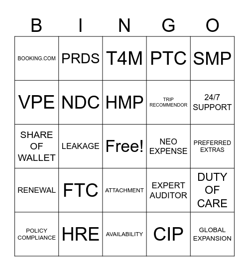 US SME Bingo Card