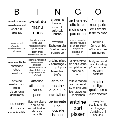 zevent 2024 Bingo Card