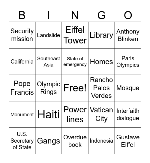 CNN 10 Bingo Card