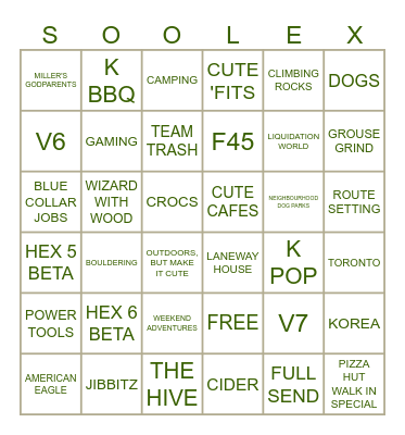 SOOLEX BINGO! Bingo Card