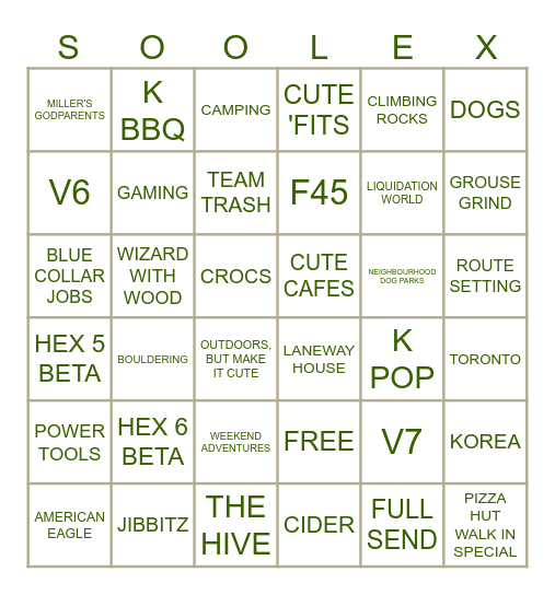 SOOLEX BINGO! Bingo Card