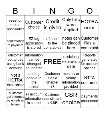 EZ Tag Hyperlinks Bingo Card