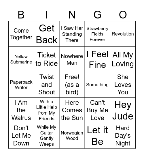 RINGO! Bingo Card