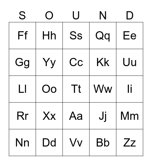 Letter Sounds Bingo Card