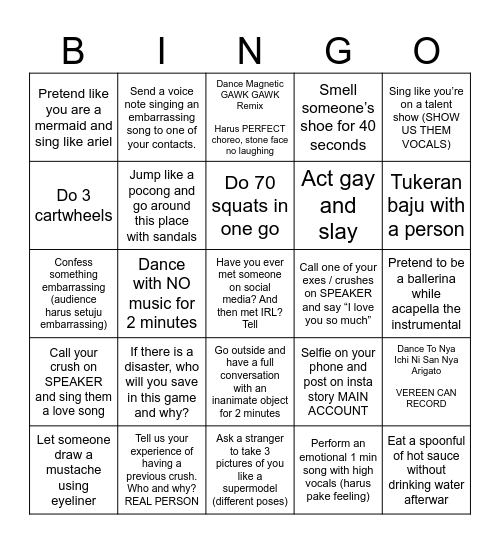 Vereen's cRaZzY Bingo Card