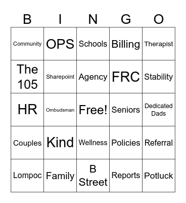 FSA Bingo Card