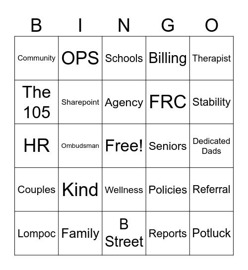 FSA Bingo Card