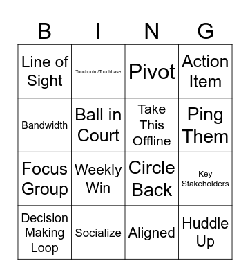 Consulting Jargon Bingo Card