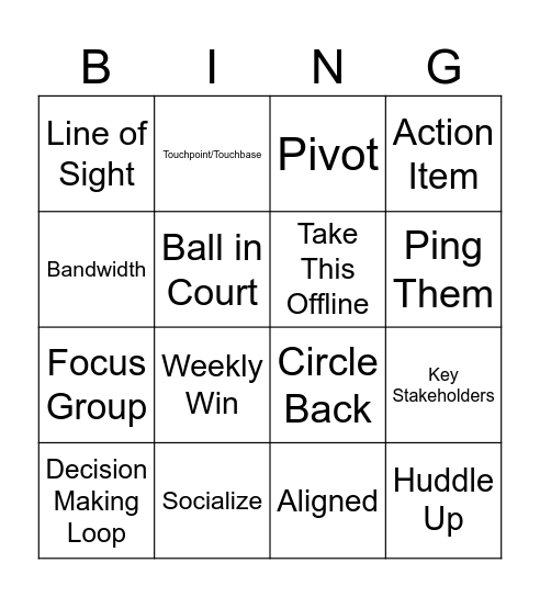 Consulting Jargon Bingo Card