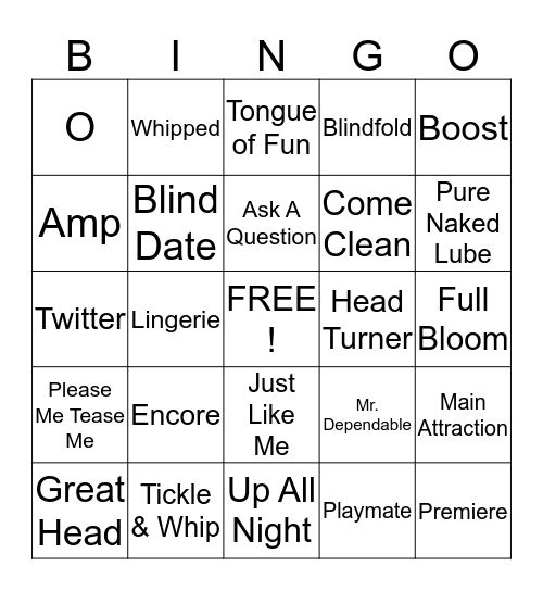 Pure Romance Wild Bingo Card