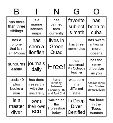 Find Someone Who... Bingo Card