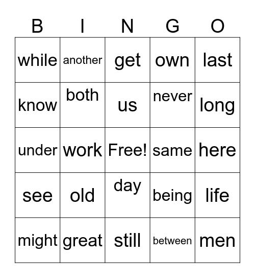 Untitled Bingo Card
