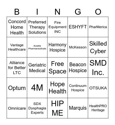 RIHCA Trade Show BINGO Card