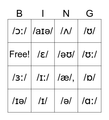 Sounds Bingo Card