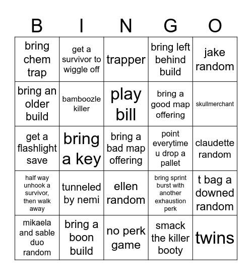 dbd Bingo Card