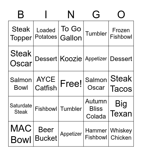 Blackout Bingo Card