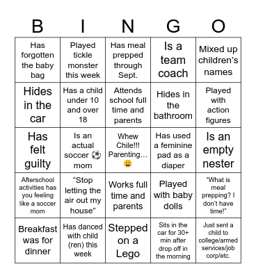 Parenting BINGO: Over It Edition Bingo Card