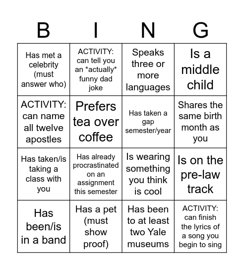 FIRST ROOTED Bingo Card